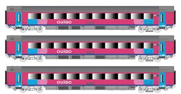 LS Models 43058DC  - Spur H0 3-tlg. Set Personenwagen I11 "OUIGO", Ep. VI