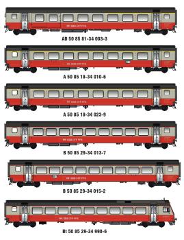 LS Models  MW2109AC - Spur H0 6-tlg. Set Personenwagen "Airport Express" der SBB, Ep.IV-V