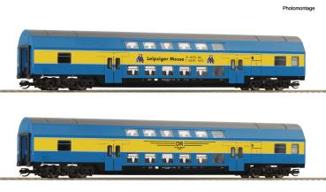 Roco 6280091 Spur TT 2er Set Doppelstockwagen  DR, Epoche IV