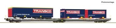 Roco 6600113 - Spur HO Doppeltaschen-Gelenkwagen T3000e, HUPAC