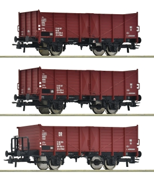 Roco 6600146 - Spur HO 3-tlg. Set: Offene Güterwagen, DR