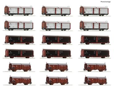 Roco 6600340 -  Spur HO 18-tlg. Display: Rangierbahnhof/Schiebedach-/Schiebewandwagen, DB