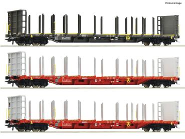 Roco 6600371 Spur HO 3-tlg. Set: Holztransportwagen, ÖBB
