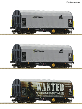 Roco 6680023 - Spur TT 3-tlg. Set: Schiebeplanenwagen, Captrain