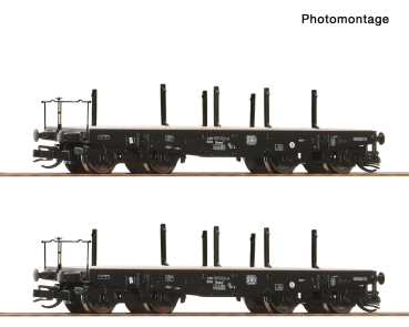 Roco 6680028 - Spur TT 2-tlg. Set: Schwerlast-Flachwagen, DB