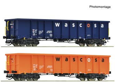 Roco 6680055 Spur TT 2er Set offene Güterwagen Eanos Wascosa, Epoche VI