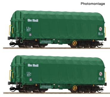 Roco 6680056 Spur TT 2er Set Schiebeplanenwagen Shimmns, On Rail, Ep.VI