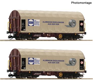 Roco 6680057 Spur TT 2er Set Schiebeplanenwagen Shimmns, DR, Ep.IV