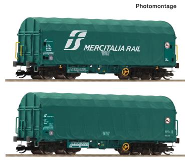 Roco 6680059 Spur TT 2er Set Schiebeplanenwagen Shimmns, Mercitalia Rail, Ep.VI