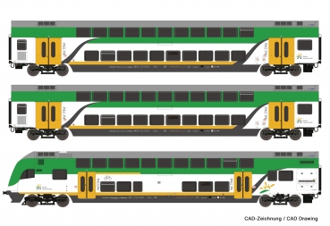 Roco 74160 - 3-tlg. Set: Doppelstockwagen, Koleje Mazowieckie