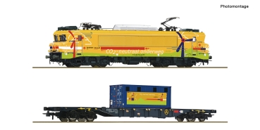 Roco 7510117 - Spur HO 2-tlg. Set: Elektrolokomotive 1756 mit Containertragwagen, Strukton Rail
