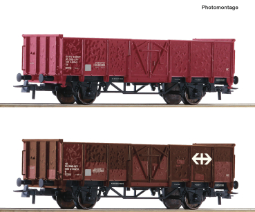 Roco 77034 - Spur HO 2-tlg. Set: Offene Güterwagen, SBB