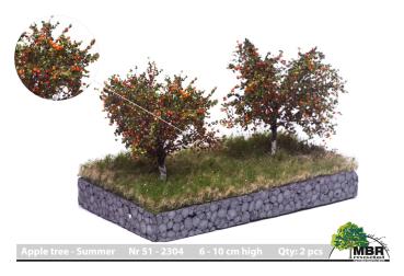 MBR model 51-2304 - Spur H0/TT Apfelbaum Sommer, 7 cm, 2 Stück