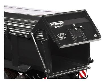 Preview: Wiking 077874 -  Spur 1:32 Krampe Big Body 650 Hinterkipper mit Silageaufsatz schwarz - Reifenspuren