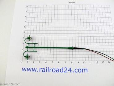 Railroad24 6340 - Spur HO 3x Straßenlaterne grün 2xLED 80mm