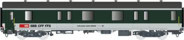 LS Models 37002AC - Spur HO  SBB Gepäckwagen MC76 D, grün/grau, Ep. V