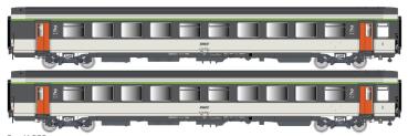 LS Models 41220 - Spur HO SNCF Reisezugwagen-Set Corail B11rtu/B11tu, 2. Klasse, Ep. IV, 2-tlg.