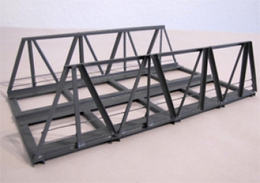 Hack V18-2 HO Vorflutbrücke 18 cm aus Metall, zweigleisig