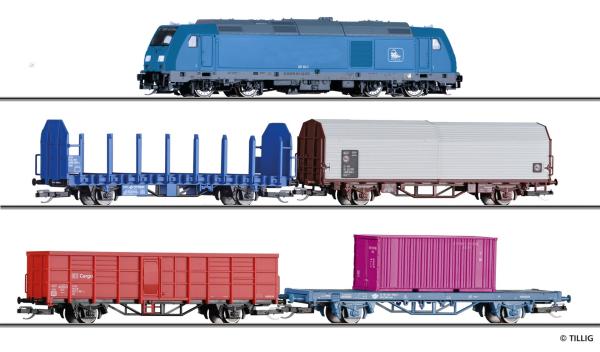 Tillig 01507 - Spur TT Analoges  Einsteiger Startset mit TRAXX und Güterzug der PRESS