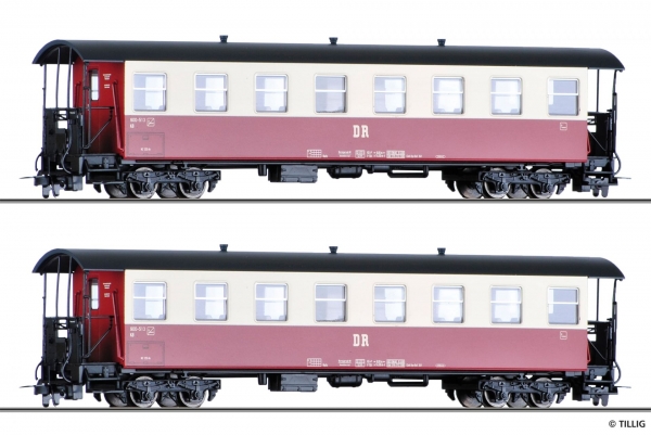 Tillig 03981 - Spur HOe 2er Set Personenwagen KB4ip, DR, Ep.IV