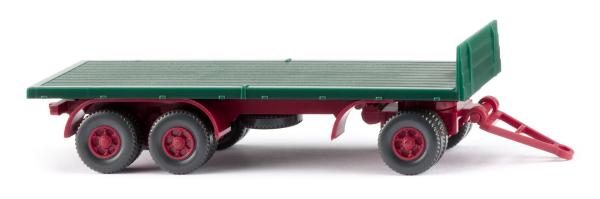 Wiking 044702 - Spur HO Flachpritschen-Anhänger - moosgrün