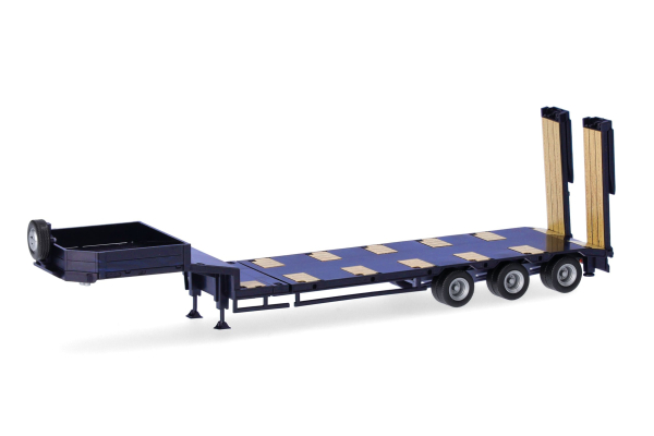 Herpa 076371-010 - Spur HO Goldhofer Semitieflader mit Rampen 3achs, ultramarinblau
