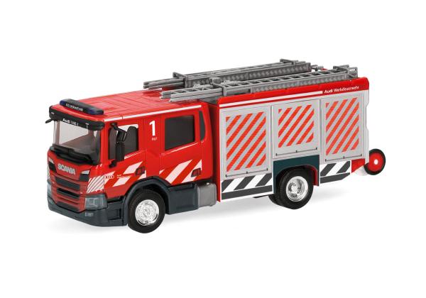 Herpa 099363 - Spur HO Scania CP28 Crewcab Löschfahrzeug "Audi Werkfeuerwehr"