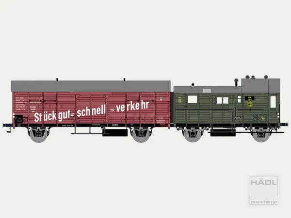 Hädl 116181 Spur TT LEIG-Einheit aus einem "Dresden" Verbandsbauart und Packwagen Pwg pr14, DRG, Ep. II