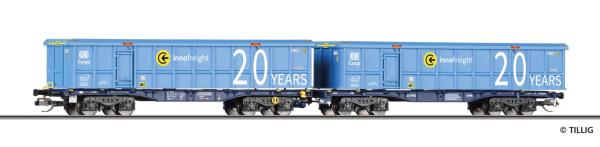 Tillig 15083 - Spur TT Doppeltragwagen InnoWaggon beladen mit zwei ScrapTainer, der VTG