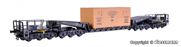 Kibri 16510 - Spur HO Waggon UNION Schienentiefladewagen Uaai 819 mit Übersee Holzkiste