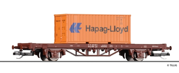 Tillig 17485 - Spur TT Containertragwagen Lgs mit einem 20‘ Container, ÖBB