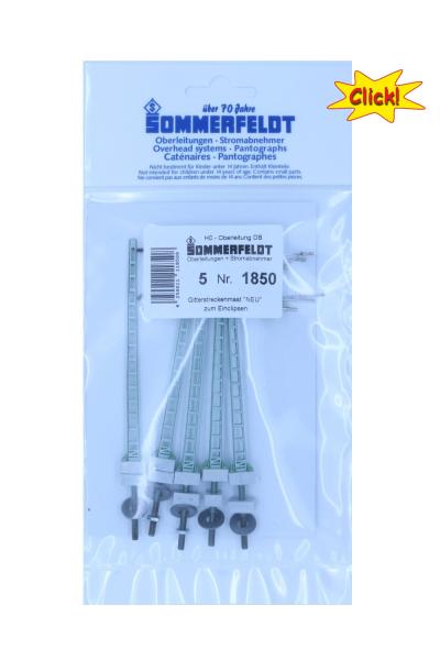 Sommerdeldt 1850 - Spur HO Gitter-Streckenmast mit Ausleger Click (5 Stück)