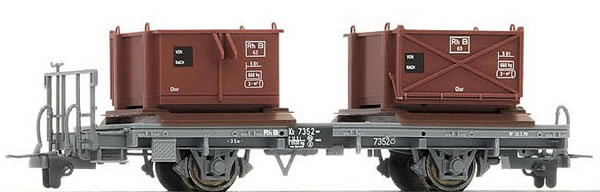 Bemo 2258110 - Spur HOm RhB Kk 7360 Kies-Behälter-Wagen