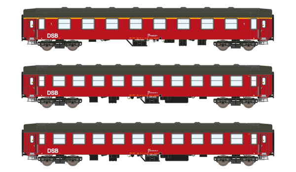 ASM 25001 - Spur N 3er Set Personenwagen UIC-Y, A+B+B DSB, Ep.IV