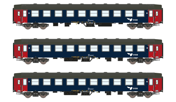 ASM 25003 - Spur N 3er Set Liegewagen UIC-Y, Bc DSB, Ep.IV-V
