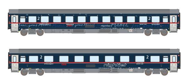AMS 25900 - Spur N 2er Set Personenwagen Bmz ÖBB Nightjet, Ep.VI