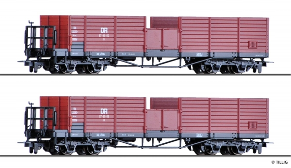 Tillig 05924 -  Spur HOe Güterwagenset der DR, bestehend aus zwei offenen Güterwagen OO, Ep.III