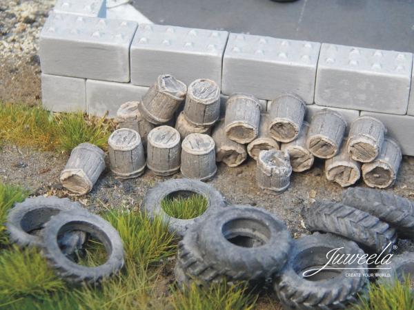 Juweela 28340 - Spur HO Alte Holzfässer dunkel - 44 Stück