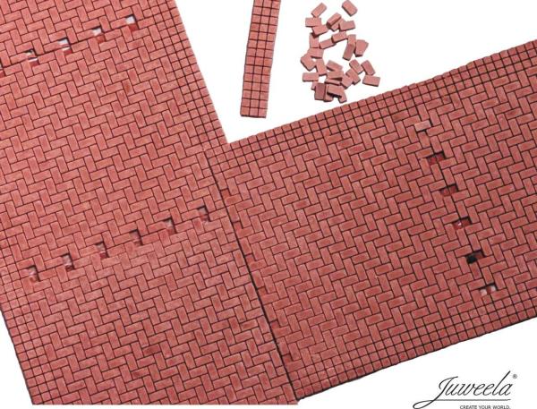 Juweela 28366 - Spur HO FLEXYWAY Pflasterstraße Fischgrät rot, 3x
