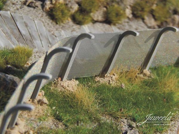 Juweela 28377 - Spur HO Sicherheitszaun mit Betonpfählen, 50 cm