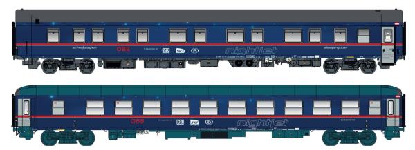 LS Models 97037N - Spur N 2er Set Nachtzugwagen WLABmz + Bvcmbz ÖBB Nightjet, Ep.VI