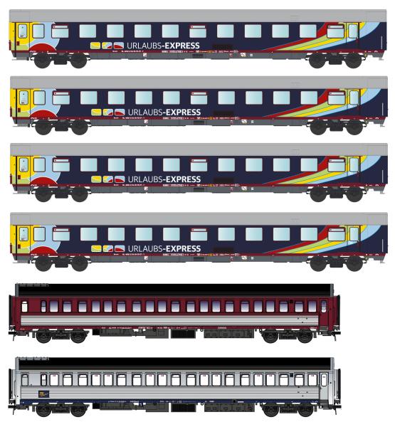 LS Models MW2301 - Spur HO 6er Set Nachtzugwagen Urlaubs-Express, Ep-VI, Set 1