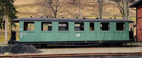 Bemo 3022820 - Spur HOm DR 970-320 sä. Personenwagen, Holz-Wagenkasten, Ep. III