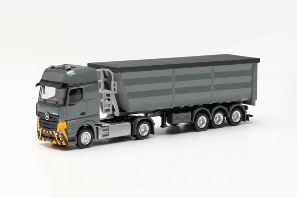Herpa 316545 - Mercedes-Benz Actros L Stahlrundmulden-Sattelzug, grau/gelb
