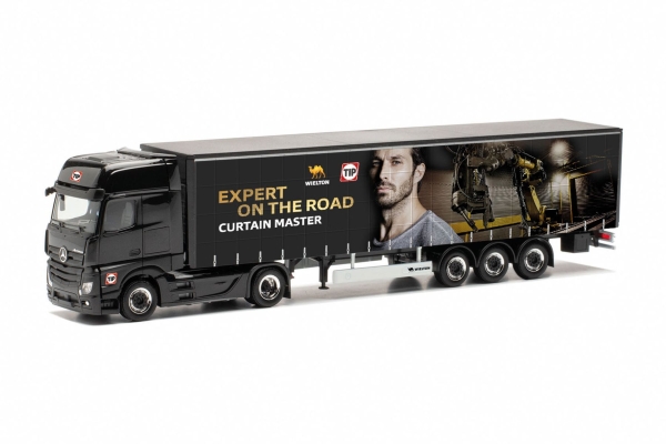 Herpa 316927 - Mercedes-Benz Actros Gigaspace Gardinenplanen-Sattelzug "Wielton / TIP"
