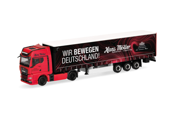 Herpa 319669 - Spur HO MAN TGX GX Gardinenplanen-Sattelzug "Hans Möller / Wir bewegen Deutschland"