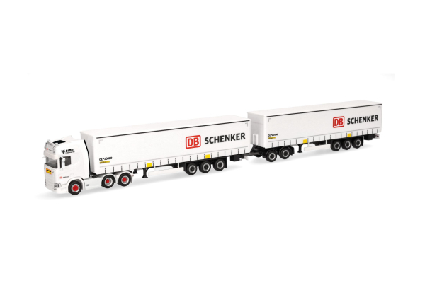 Herpa 319720 - Spur HO Scania CR 20 HD Kühlkoffer-Sattelzug mit zweitem Auflieger "DB Schenker"