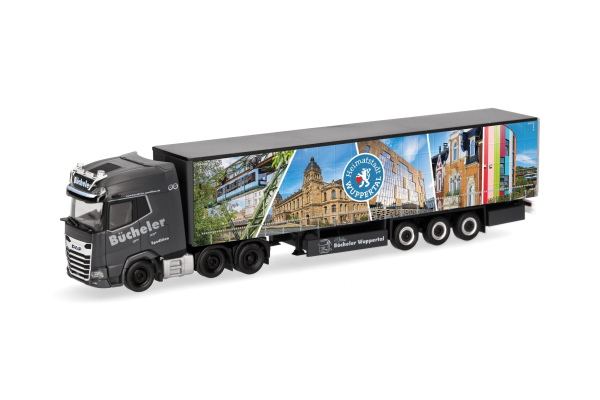 Herpa 319737 - Spur HO DAF XG+ (6x2) Gardinenplanen-Sattelzug "Bücheler Wuppertal"
