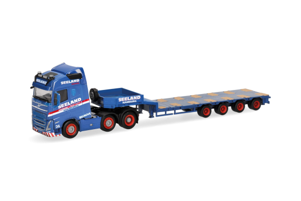 Herpa 319805 - Spur HO Volvo FH GL 2020 6x2 Semitieflade-Sattelzug "Seeland"