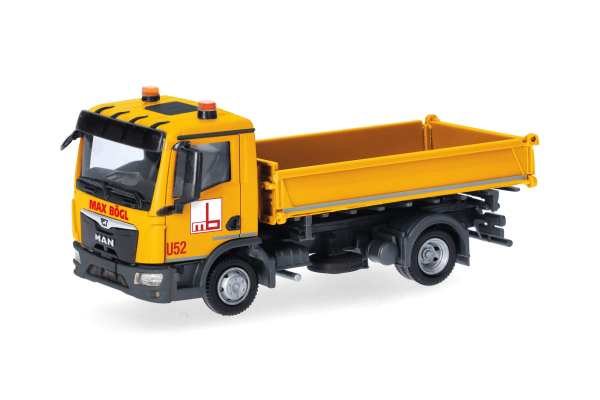 Herpa 319867 - Spur HO MAN TGL CC 3-Seiten-Kipper 2achs "Max Bögl"